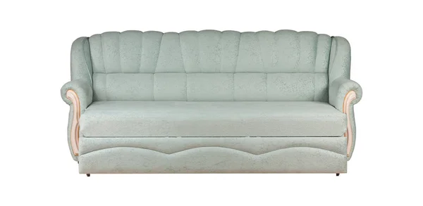白に隔離された水色のソファ — ストック写真