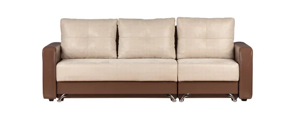 Sofá moderno bege e marrom isolado — Fotografia de Stock