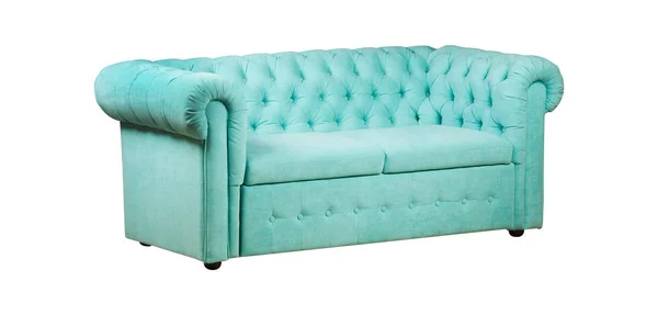 Blue classic leather couch isolated — ストック写真