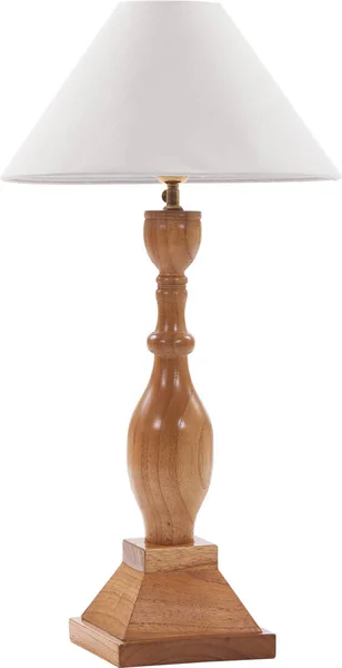 Included table lamp with shade on a wooden leg — Stock Photo, Image