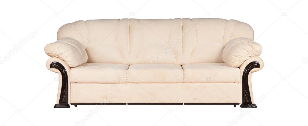 Beige sofa isolated on white background