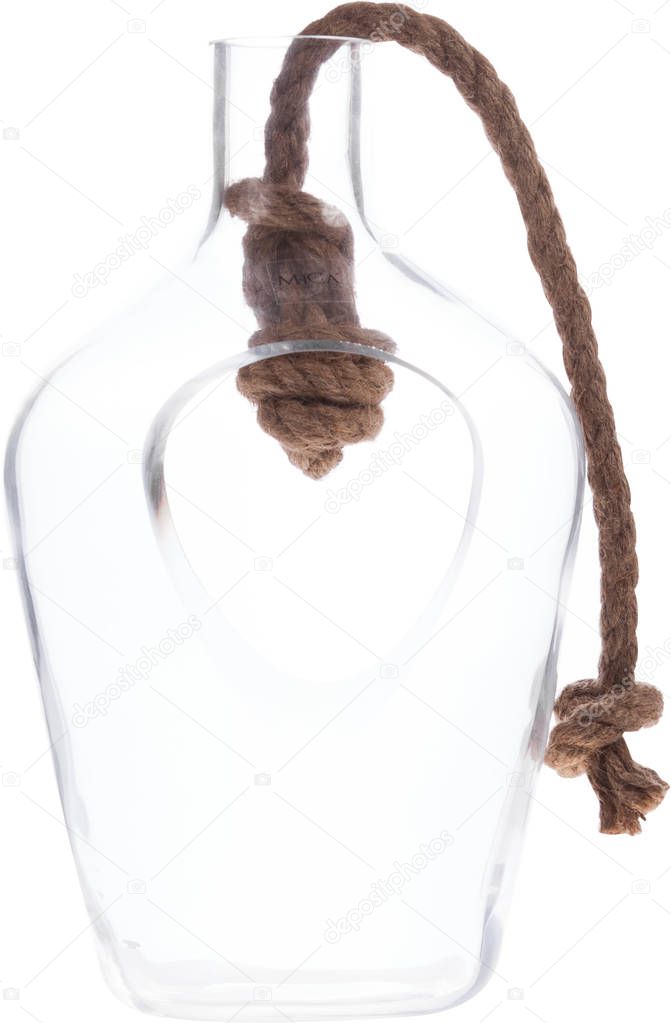 Empty glass vase, isolated on white background