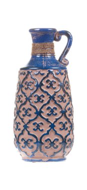 Vintage seramik vazo mavi süs ile izole