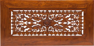 Ahşap kahverengi vintage oyma masa izole