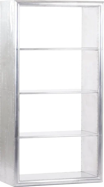 Empty metal storage shelf or rack isolated on white