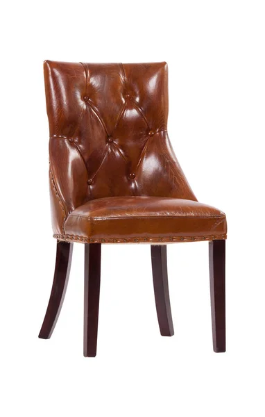 흰색 배경 위에 갈색 가죽 안락 의자 — 스톡 사진