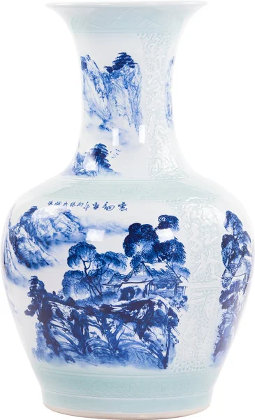 Jarrón de porcelana decorativo azul y blanco — Foto de Stock