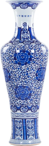 Jarrón de porcelana decorativo azul y blanco — Foto de Stock