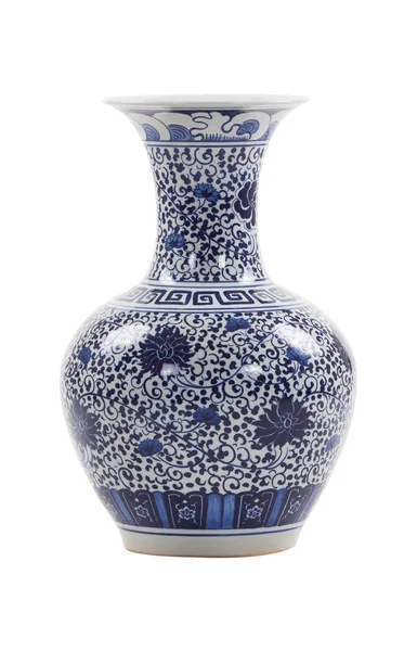 Jarrón de porcelana decorativo azul y blanco — Foto de Stock