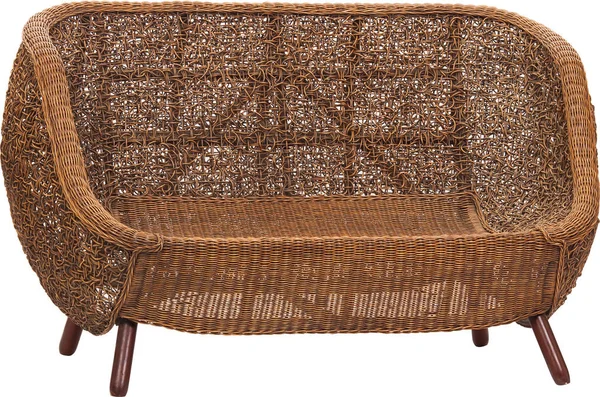 Rattan jardín mimbre sofá aislado — Foto de Stock