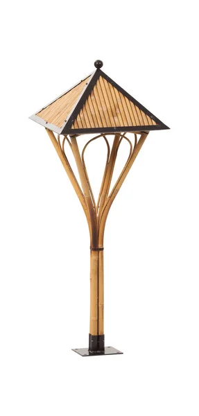 Lantern on wooden tall post isolated — Stock Photo, Image