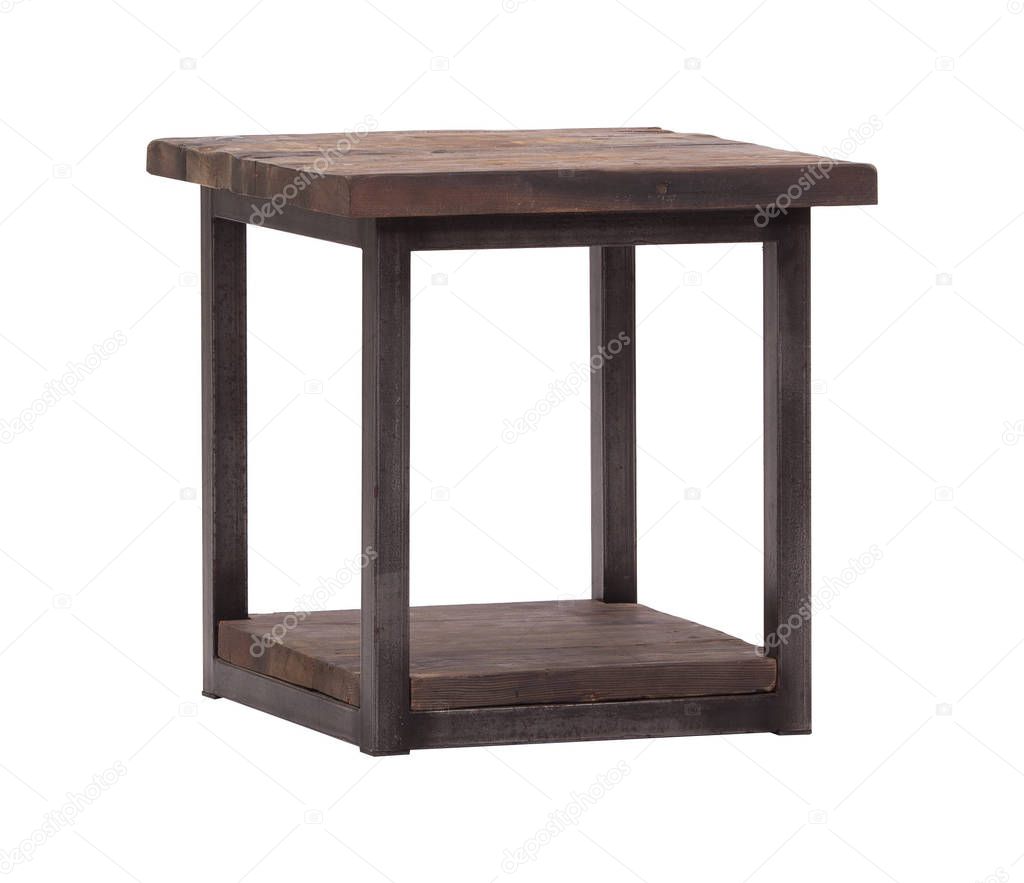 Small antique wooden table isolated