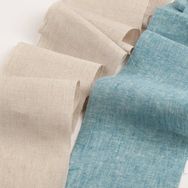 Mavi ve bej keten kumaş dokusu