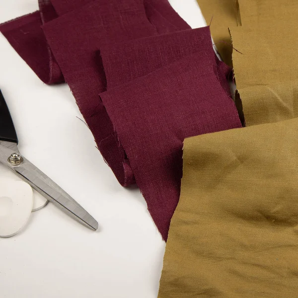Rode en groene linnen stof textuur — Stockfoto