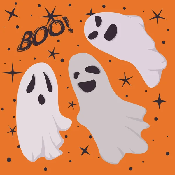 Boldog Halloween kártyát szellemek — Stock Vector