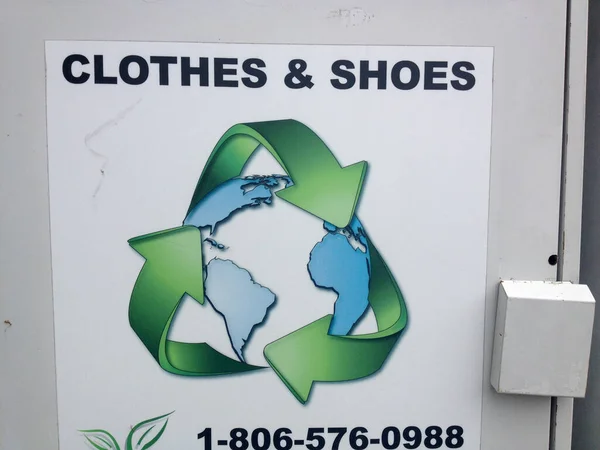 Clothes and shoes recycle bin — Stock Photo, Image