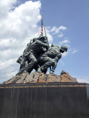Iwo Jima Deniz Kuvvetleri zafer bayrağı Arlington VA heykeli