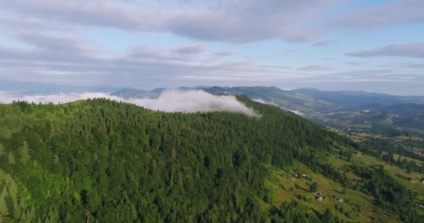 Вид Карпаты Дронов Красивая Природа Украины Облачный Воздушный Ландшафт Закат — стоковое видео