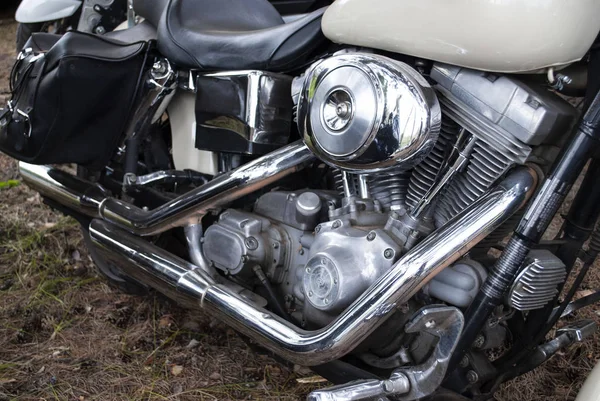 Motorcycle engine photo. Exhaust pipe