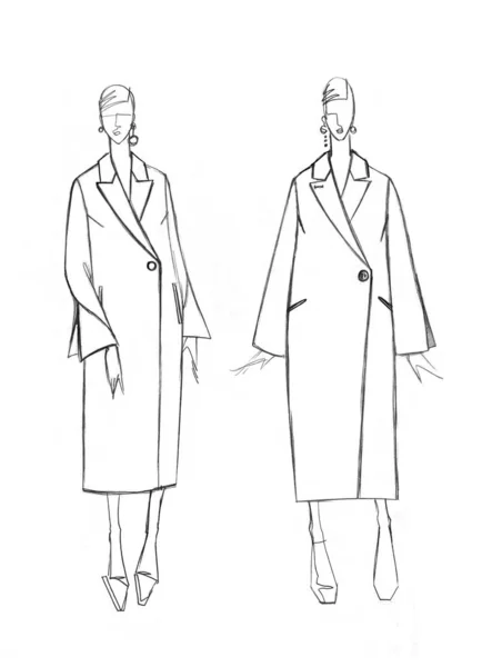 Sketch Female Coat Set Fashion Design — Stock Photo, Image