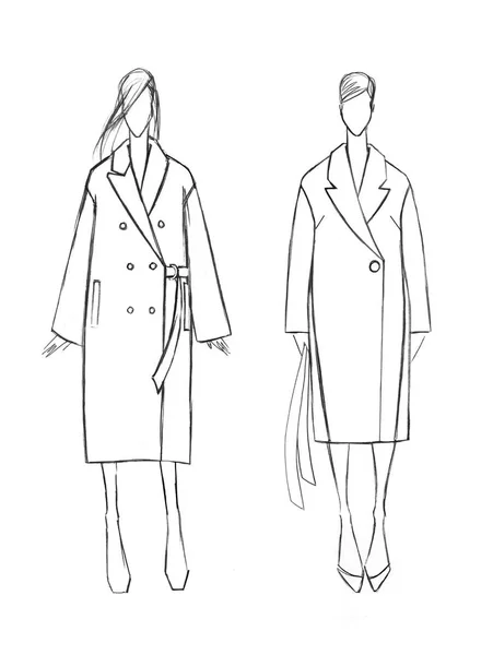 女性外套套装的草图 时尚设计 — 图库照片