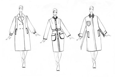 Bir kadın ceket seti kroki. Moda tasarımı