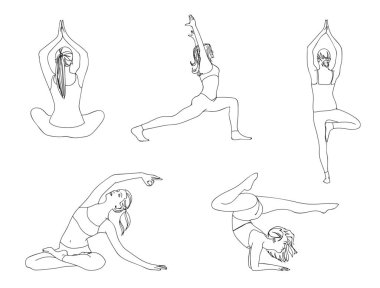 Çeşitli yoga asanalarının çizimleri