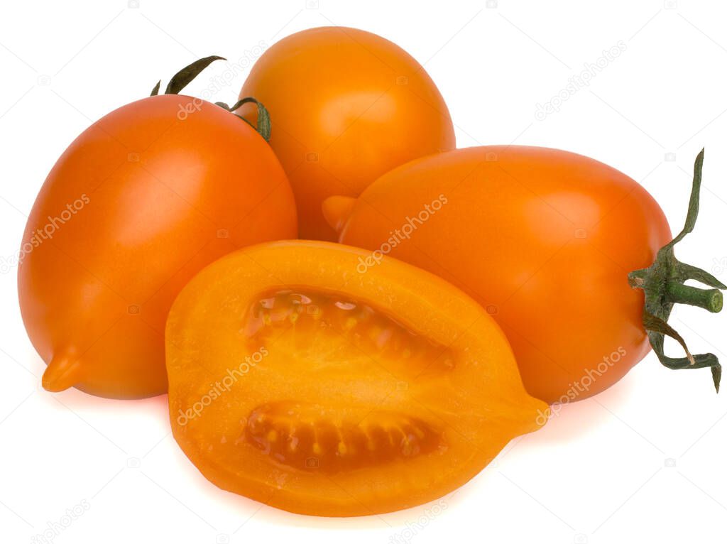 Yellow tomatoes. Fresh tomatoes isolated.