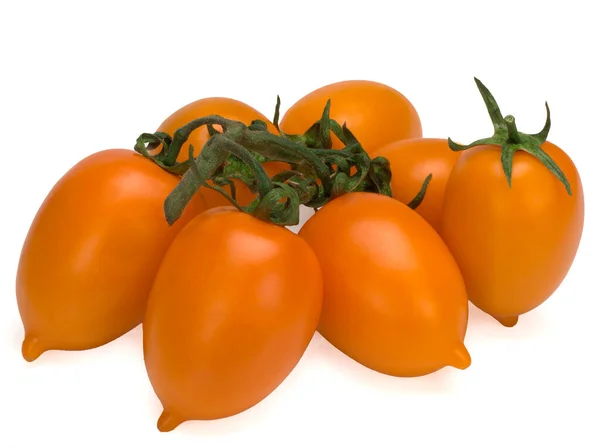 Gelbe Tomaten auf einem Zweig. Frische Tomaten isoliert. — Stockfoto