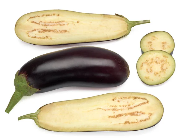 Berinjela ou beringela vegetal sobre fundo branco — Fotografia de Stock