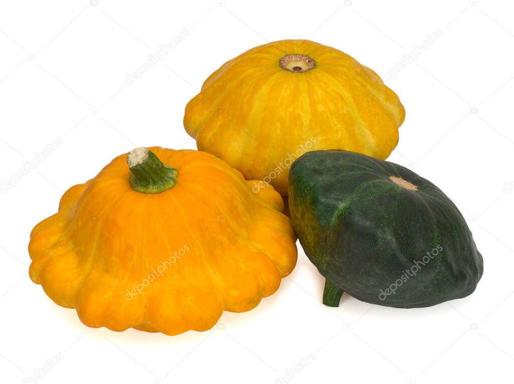 patisson squash closeup isolated on white background