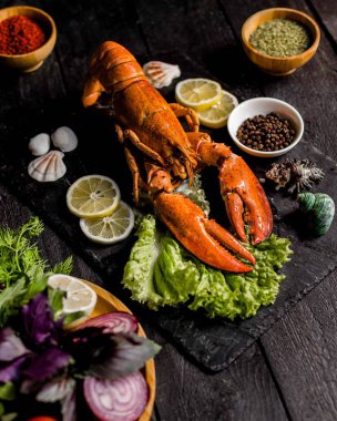 Kavrulmuş ıstakoz salata ile servis