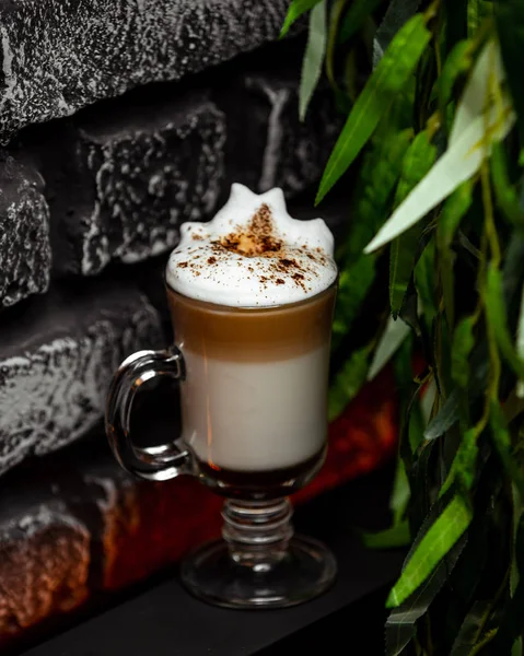 Una taza de café con leche y crema batida — Foto de Stock