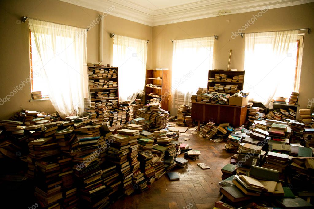 architecture in the old building, old renovation in the castle, abandoned library