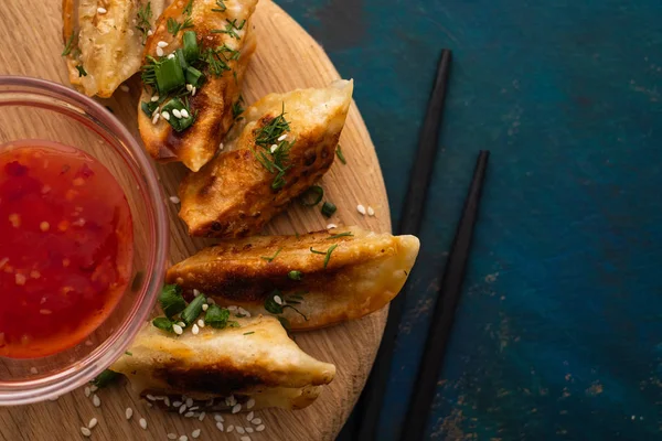 Stekt Kinesisk Knödeln Kallas Gyoza Typ Asiatisk Mat — Stockfoto