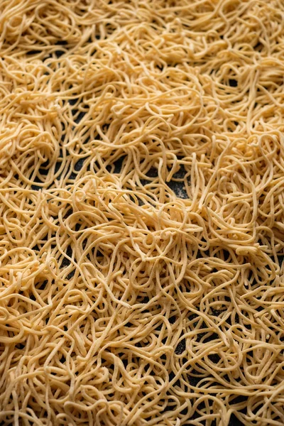 Dried Egg Noodles Raw Fresh Spaghetti Food Background — Stock Photo, Image