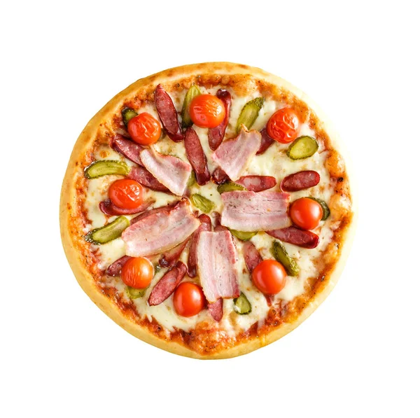 Вкусная Домашняя Ароматная Пицца Белом Фоне Вид Сверху — стоковое фото