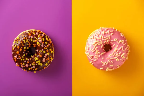 Colorful Tasty Glazed Donuts Colored Background — Stock Photo, Image