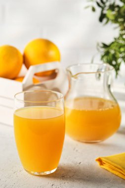 Taze Meyveile Taze Sıkılmış Portakal Suyu.