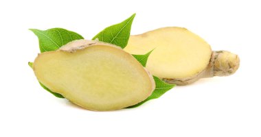 Beyaz üzerine zencefil kökü