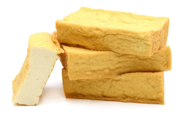 Tofu Den Vita Bakgrunden — Stockfoto