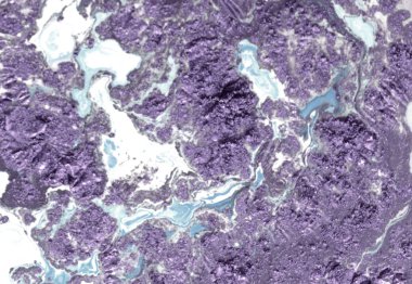 Mavi ve altın sıvı doku. Suluboya elle çizilmiş Ebru illüstrasyon. Mürekkep mermer arka plan.