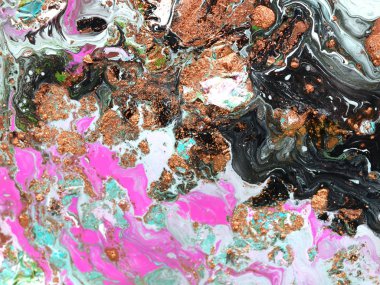 Mavi ve altın sıvı doku. Suluboya elle çizilmiş Ebru illüstrasyon. Mürekkep mermer arka plan.