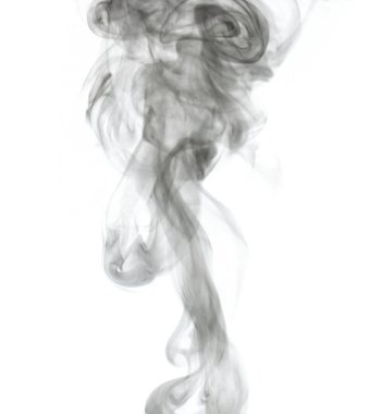 beyaz arkaplanda siyah duman