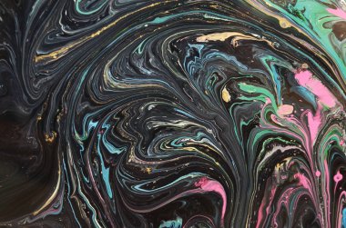 Mermer doku mürekkep. Ebru el yapımı dalga geçmiş. Kraft kağıt yüzeyi. Eşsiz sanat illüstrasyon. Sıvı Ebru doku