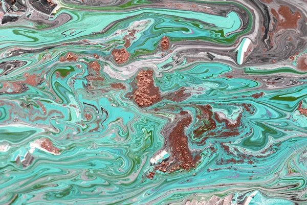 Blå Marmor Abstrakt Hand Målade Bakgrunden Närbild Akrylmålning Duk Samtida — Stockfoto