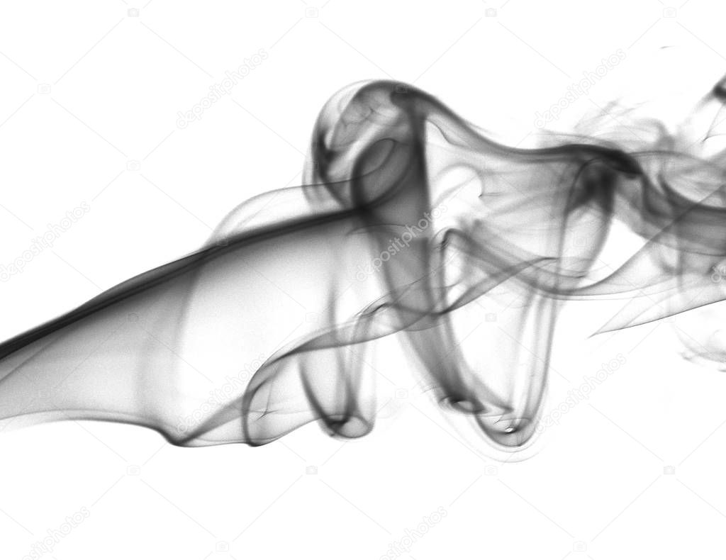 Swirling smoke from the incense on a homogeneous background