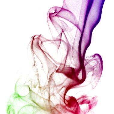 dalga ve farklı renk üzerine beyaz izole duman