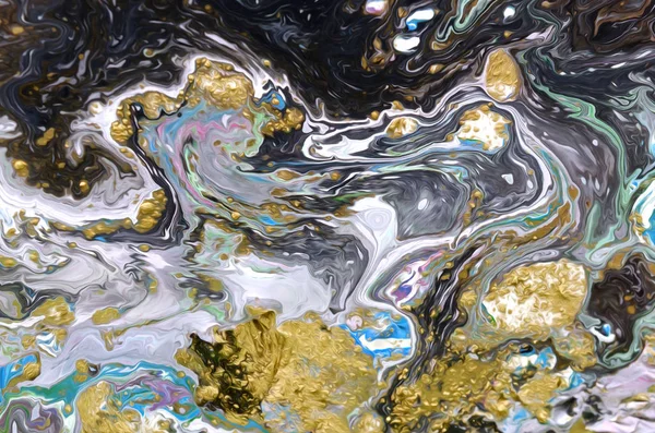 Мраморный Зеленый Золотой Абстрактный Фон Жидкий Мраморный Узор — стоковое фото
