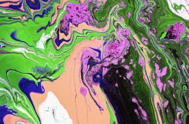 Mavi, yeşil ve altın sıvı doku. Elle çizilmiş Ebru arka plan. Mürekkep mermer soyut desen